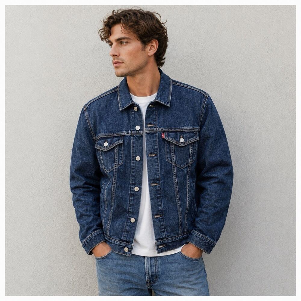 Levi’s Mens Standard Trucker Jean Jacket Denim Dark Wash EUC Indigo XXL
